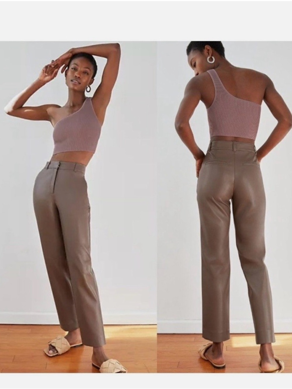 Babaton by Aritizia Commando vegan leather pant in Taupe